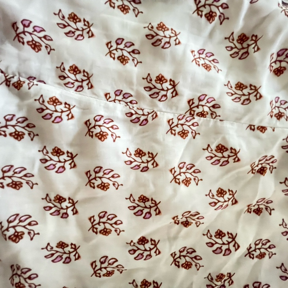 Boho Cream , Rust Printed Tiered Mini Dress Beachy Flowy , hippie summer Beach - Picture 6 of 12